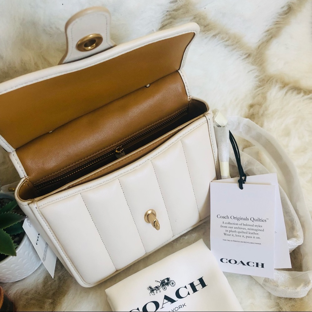 Authentic Brand New Coach Willis Top Handle 18 C3844 Quilting in Chalk Color - Picture 7 of 11